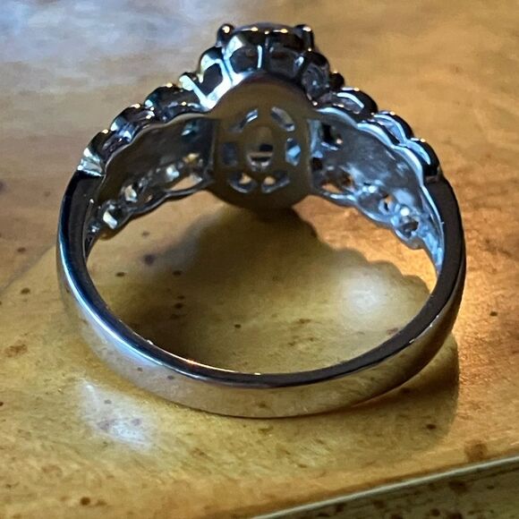 Mystic Topaz Moissanite Sterling Silver Ring Size 9 - Picture 5 of 10